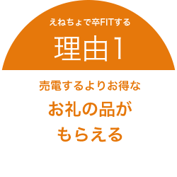 えねちょで卒FITする理由1
                            売電するよりお得なお礼の品がもらえる